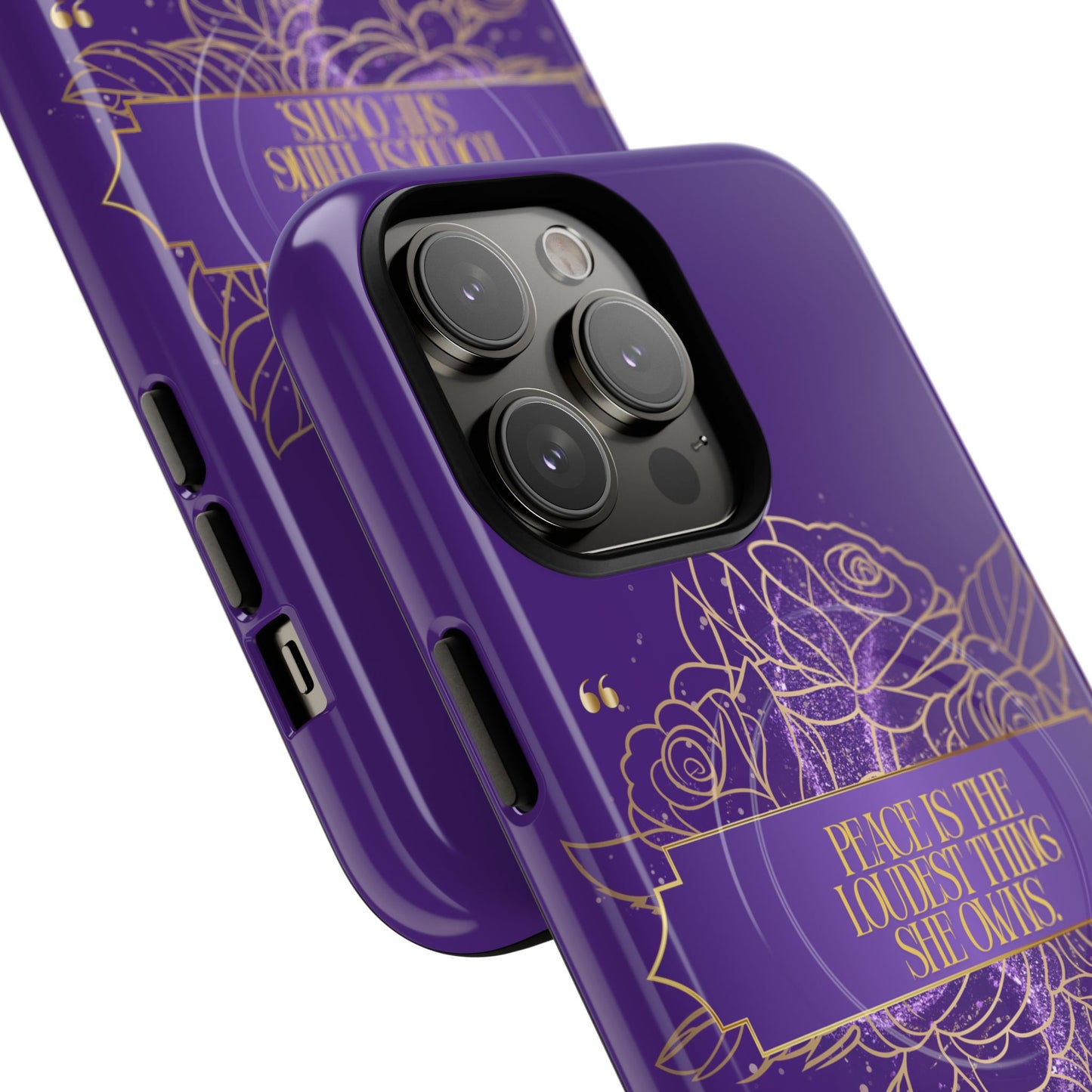 Peace is the loudest... Floral Purple Banner Tough Magnetic Phone Case