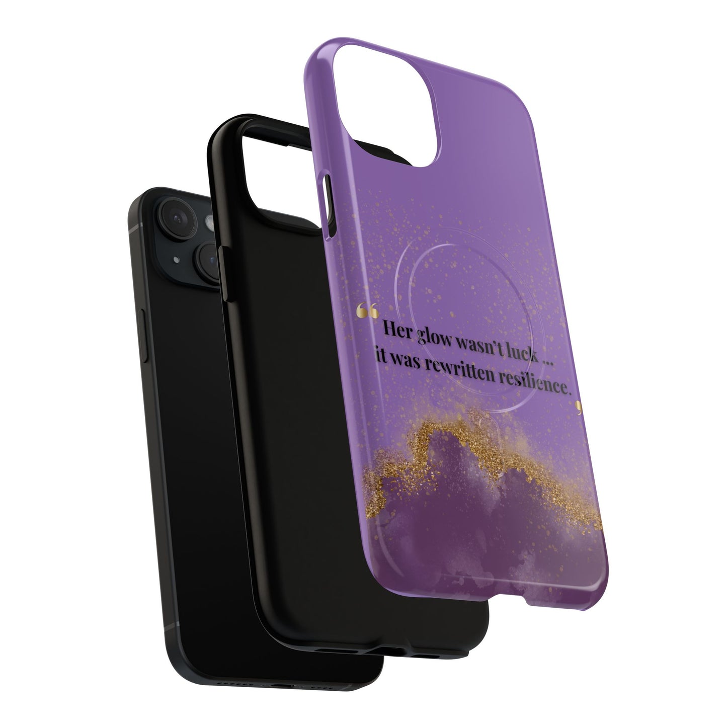 Phone Case — "Her glow wasn't luck... it was rewritten resilience" Purple Glitter Tough Magnetic Case
