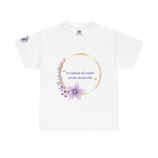 A Woman of Worth Floral Tee — "A woman of worth needs no jewels" Inspirational Women's T‑Shirt