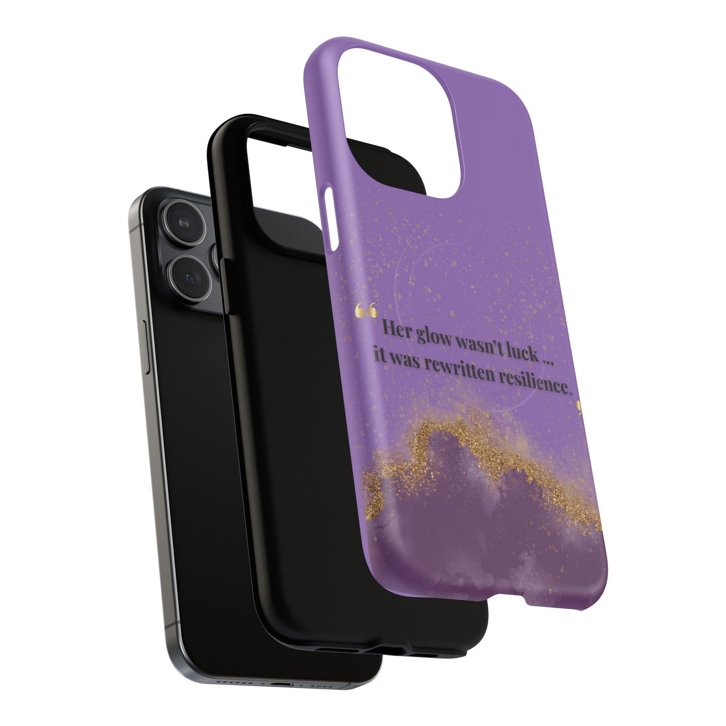 Phone Case — "Her glow wasn't luck... it was rewritten resilience" Purple Glitter Tough Magnetic Case