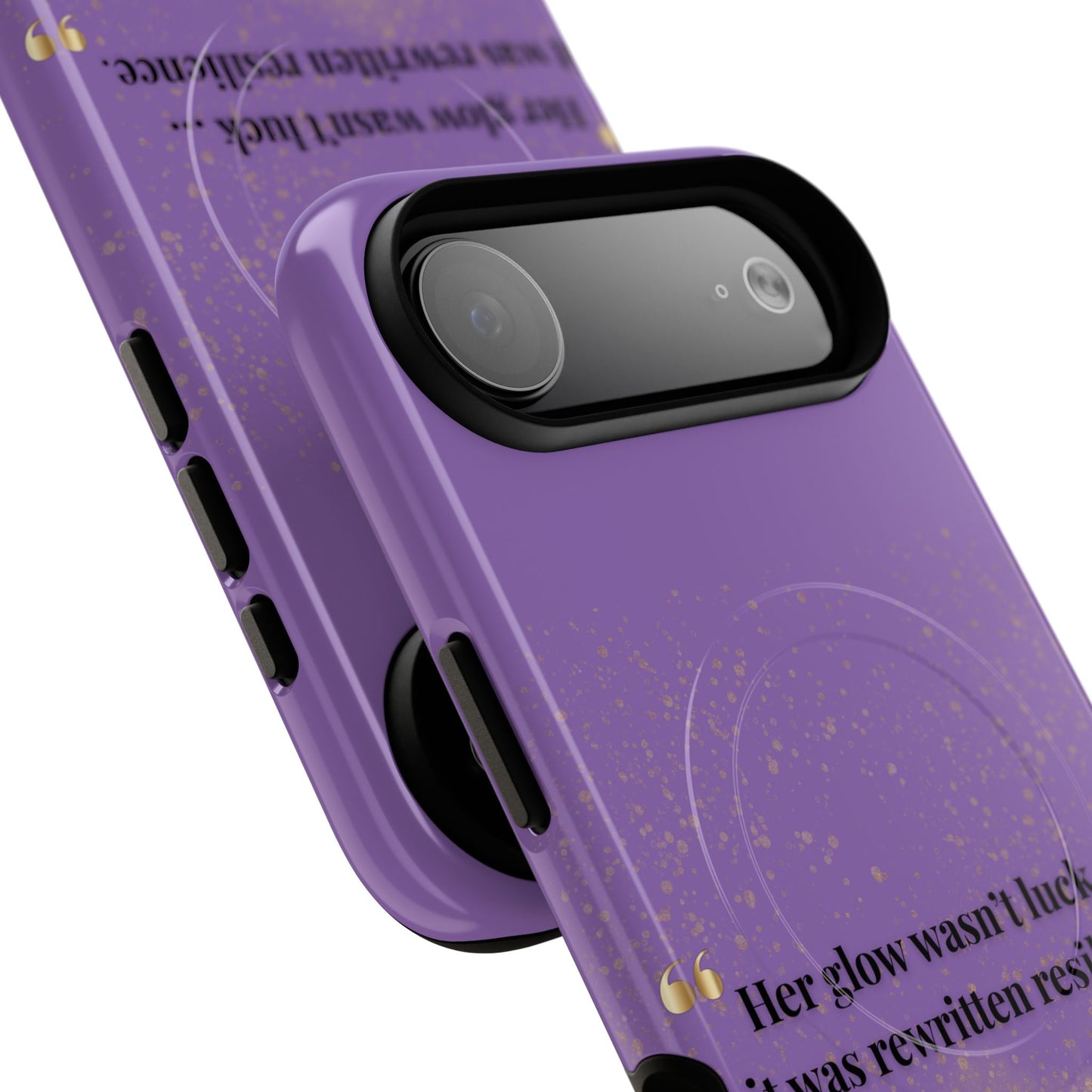 Phone Case — "Her glow wasn't luck... it was rewritten resilience" Purple Glitter Tough Magnetic Case