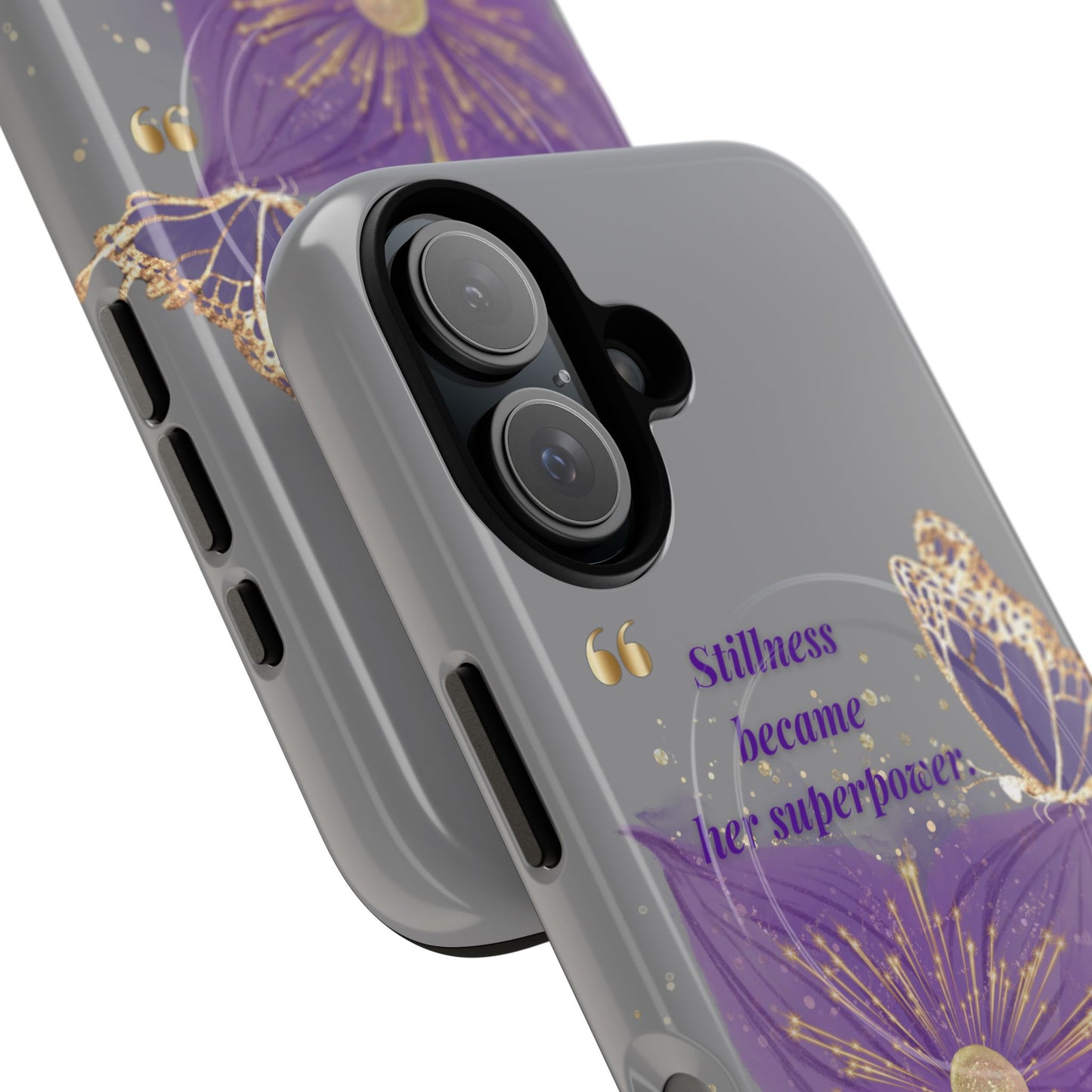 Phone Case — "Stillness Became Her Superpower" Purple Butterfly Tough Magnetic Case