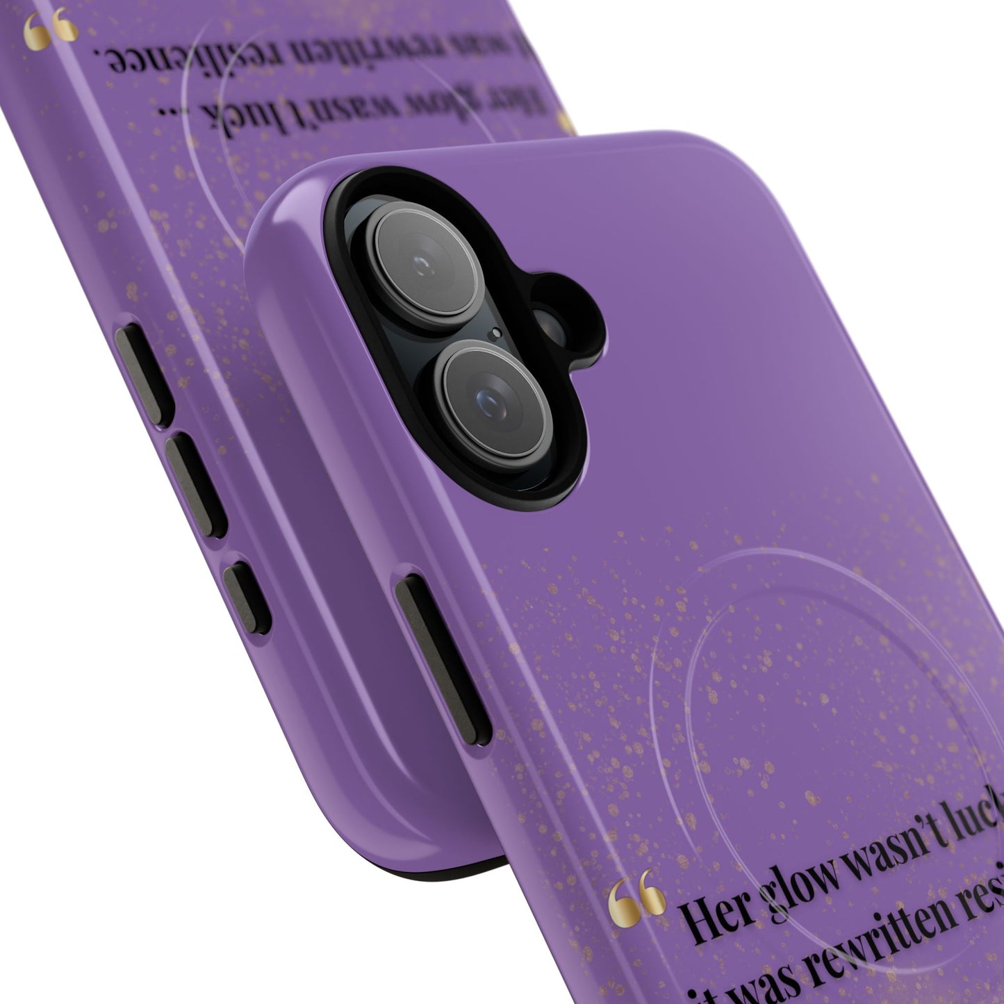 Phone Case — "Her glow wasn't luck... it was rewritten resilience" Purple Glitter Tough Magnetic Case