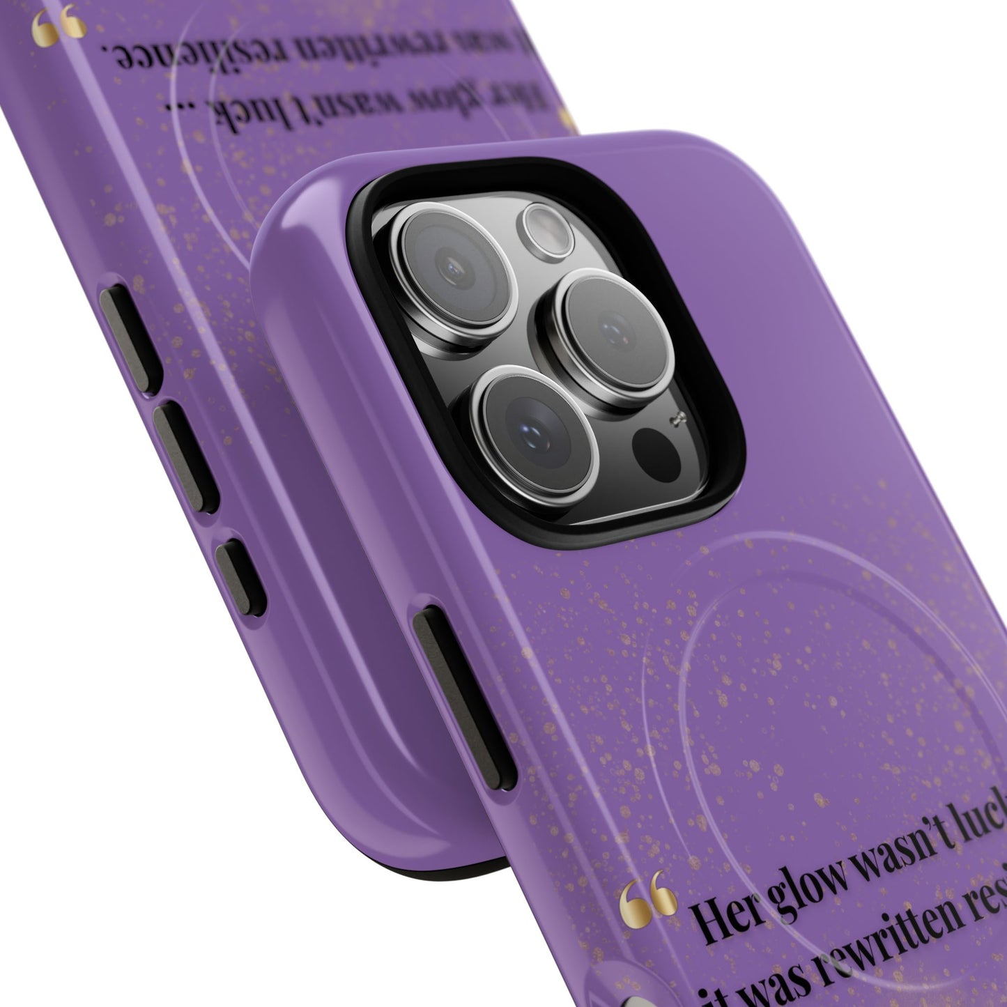 Phone Case — "Her glow wasn't luck... it was rewritten resilience" Purple Glitter Tough Magnetic Case