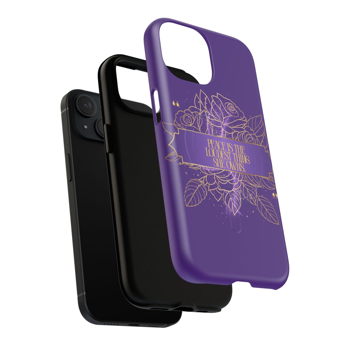 Peace is the loudest... Floral Purple Banner Tough Magnetic Phone Case