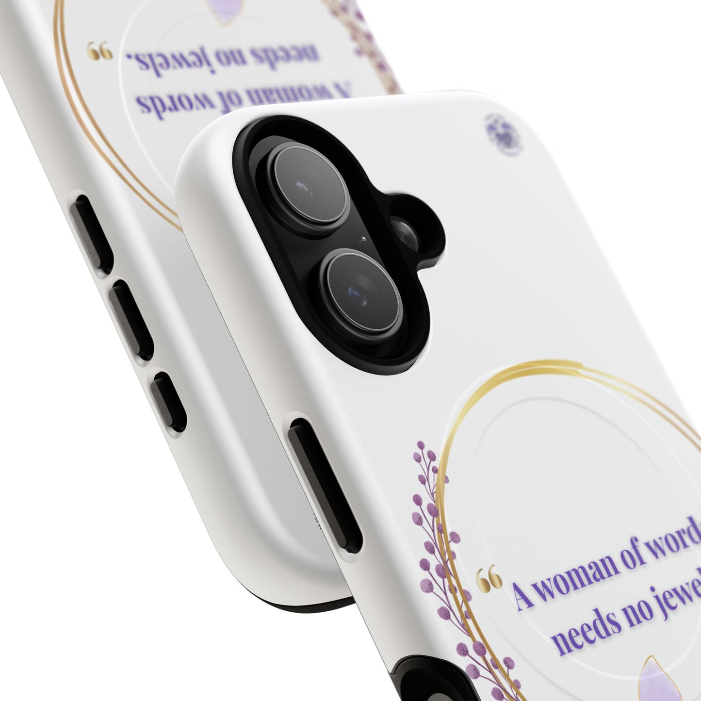 Phone Case — “A Woman of Words Needs No Jewels” Floral Magnetic Tough Case