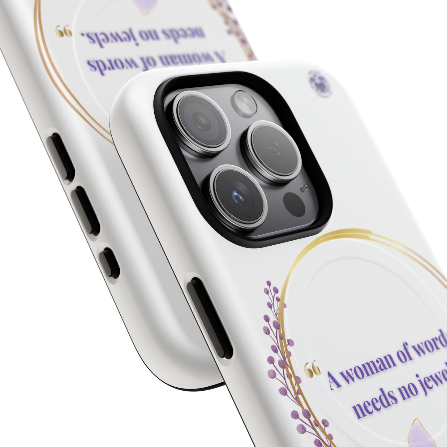 Phone Case — “A Woman of Words Needs No Jewels” Floral Magnetic Tough Case