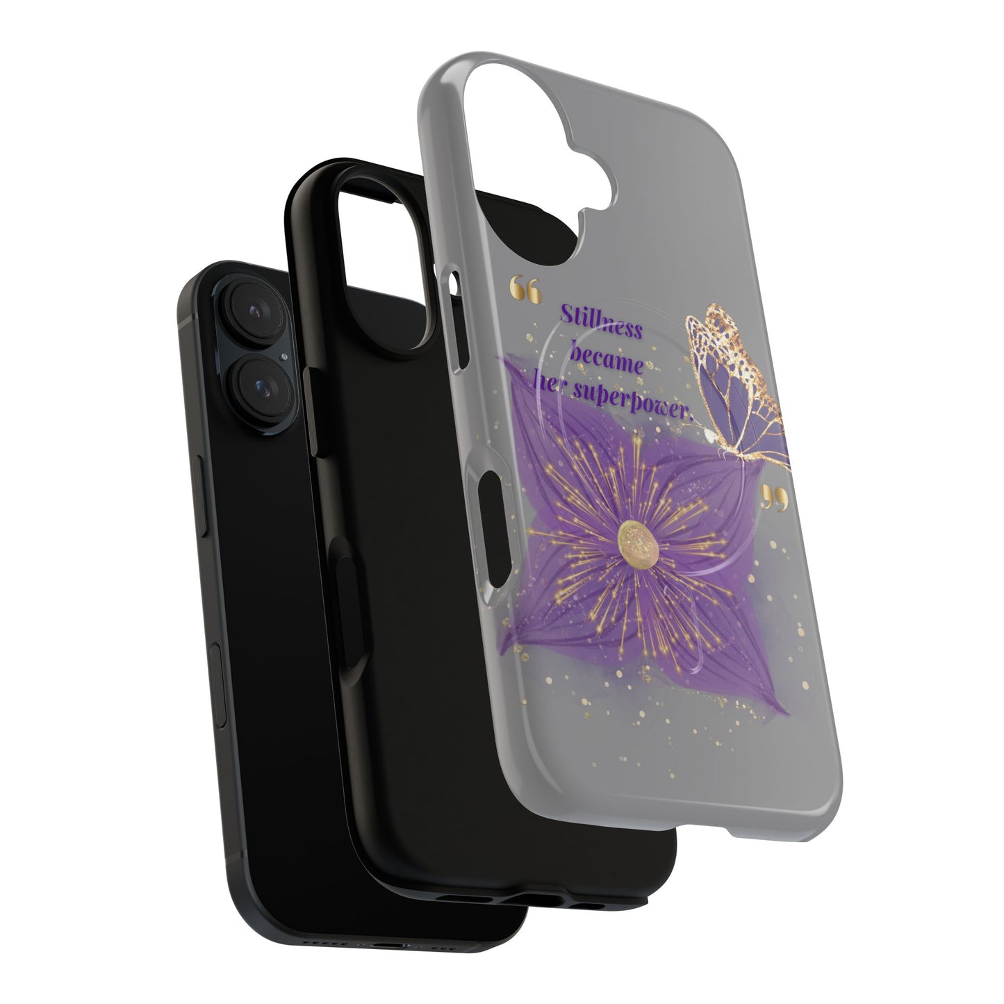 Phone Case — "Stillness Became Her Superpower" Purple Butterfly Tough Magnetic Case