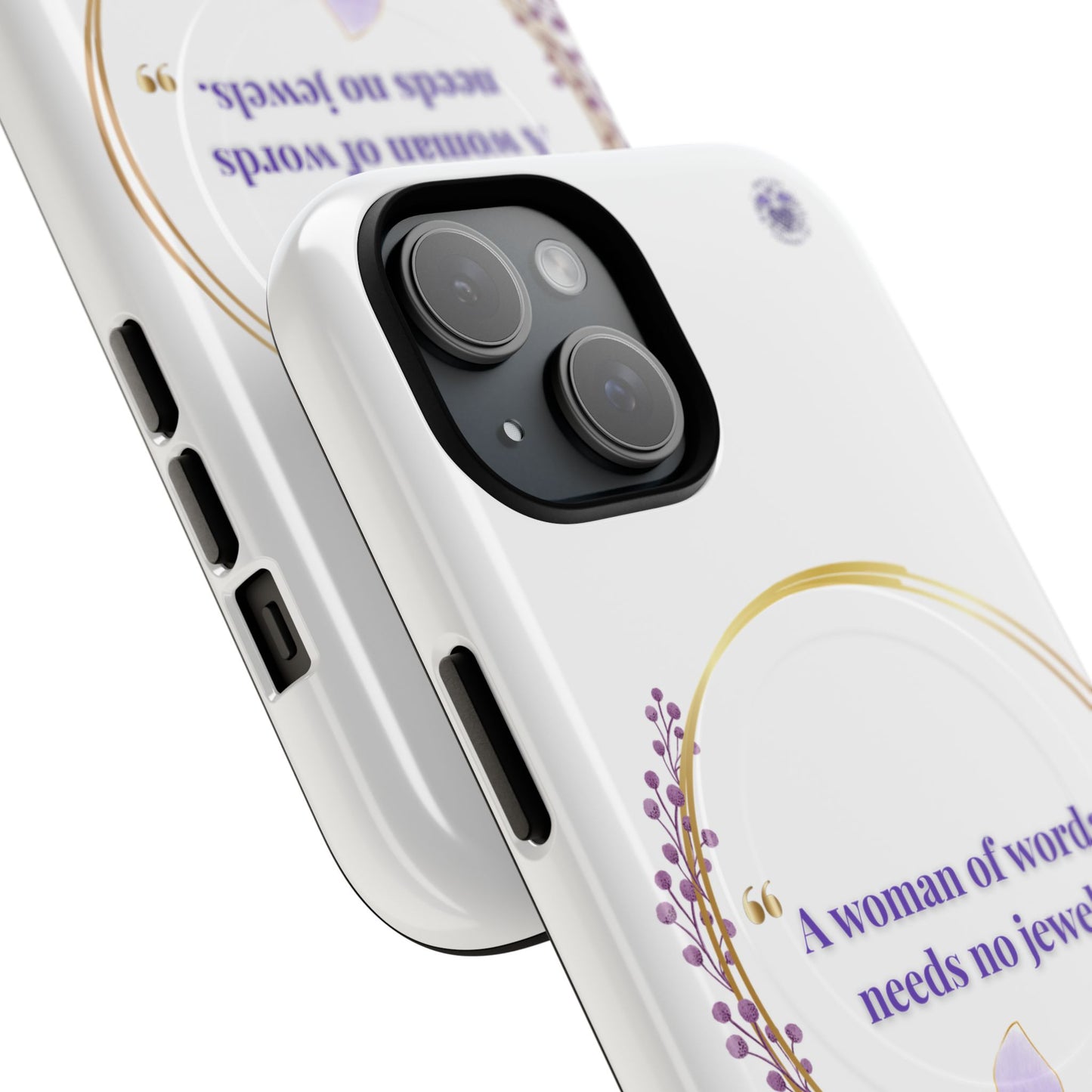 Phone Case — “A Woman of Words Needs No Jewels” Floral Magnetic Tough Case