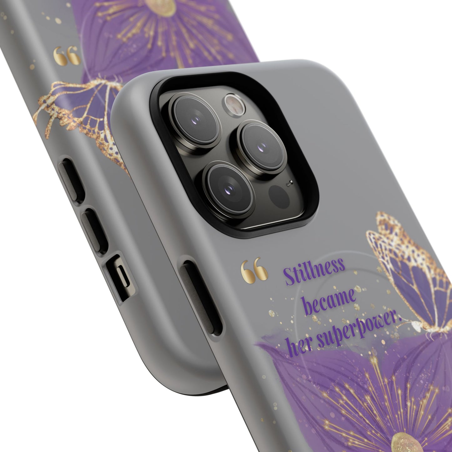 Phone Case — "Stillness Became Her Superpower" Purple Butterfly Tough Magnetic Case