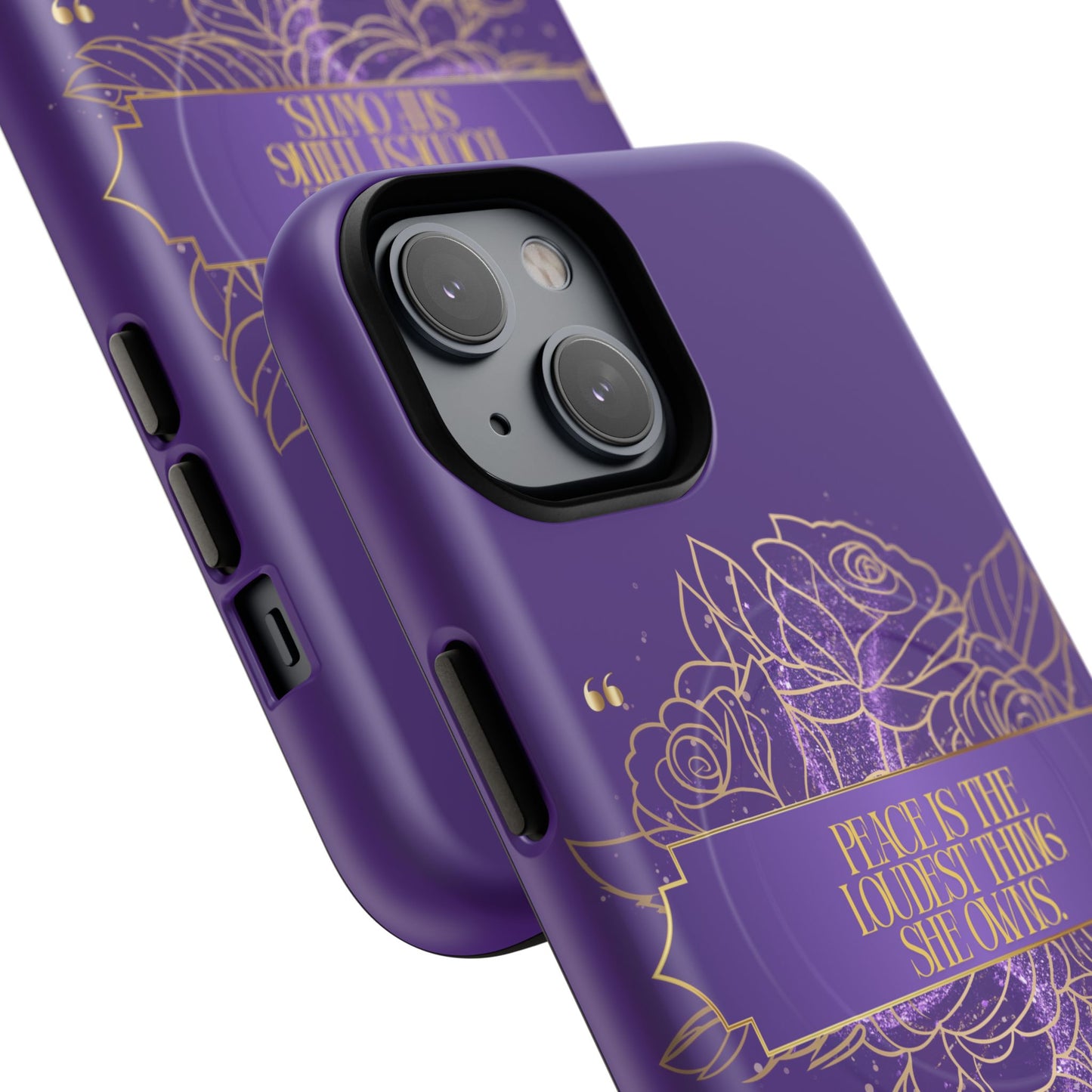 Peace is the loudest... Floral Purple Banner Tough Magnetic Phone Case