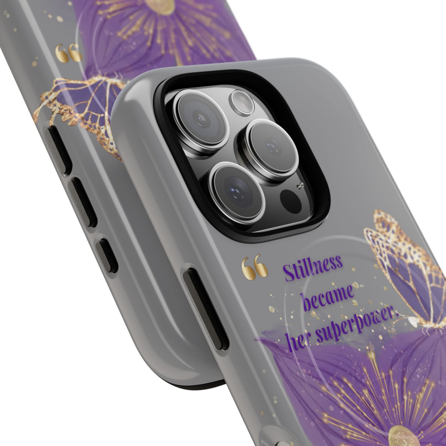 Phone Case — "Stillness Became Her Superpower" Purple Butterfly Tough Magnetic Case