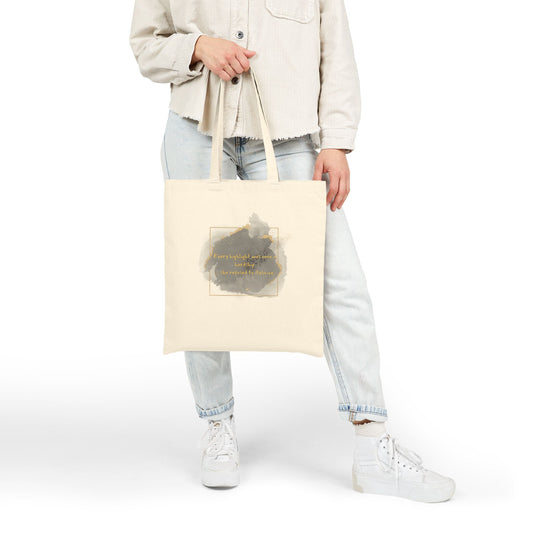 "She Refused..." Canvas Tote Bag — Gold Brushstroke Logo Eco Shopper