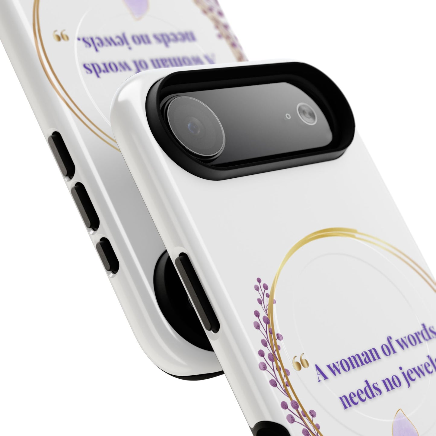 Phone Case — “A Woman of Words Needs No Jewels” Floral Magnetic Tough Case
