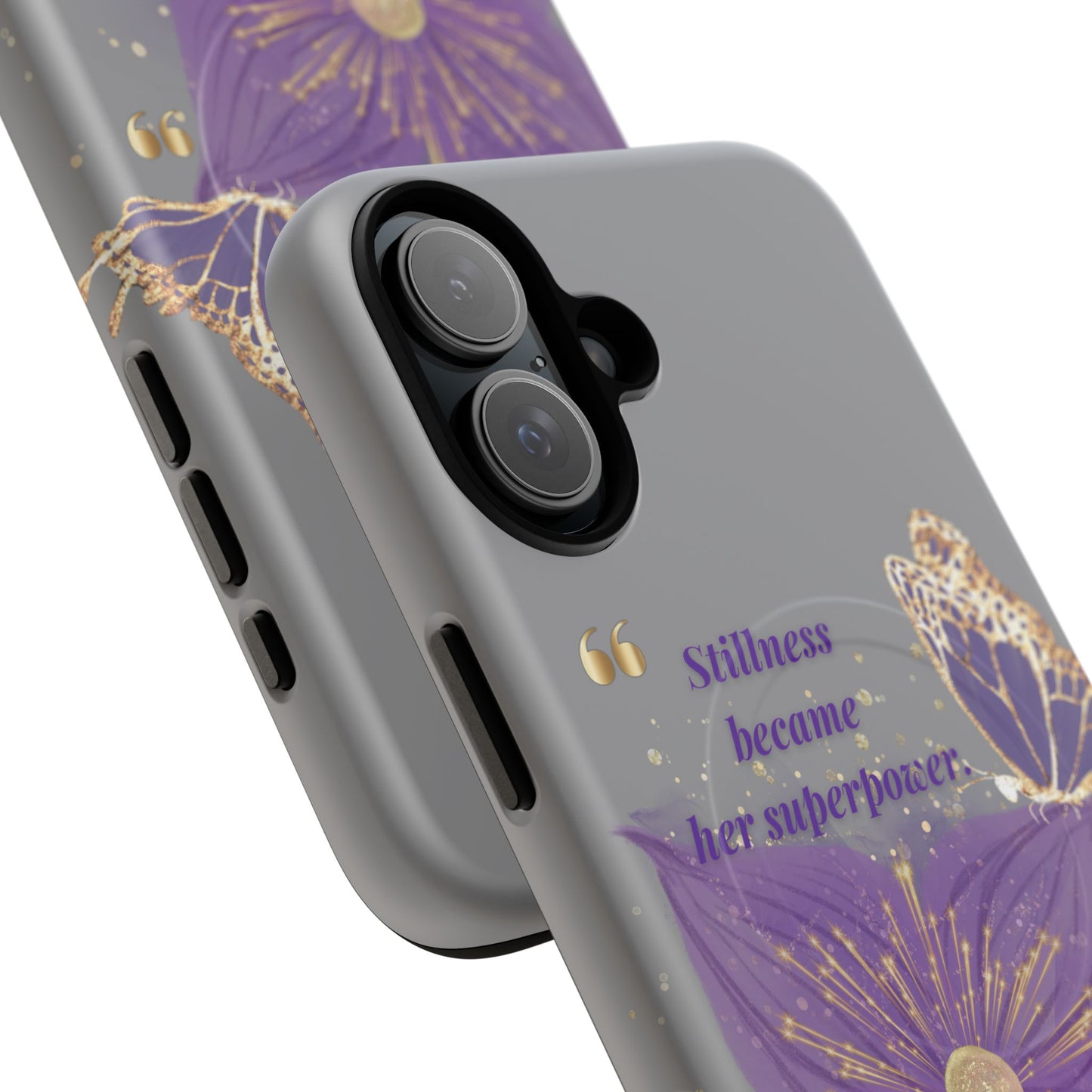 Phone Case — "Stillness Became Her Superpower" Purple Butterfly Tough Magnetic Case
