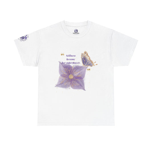 Floral Butterfly Tee — "Stillness became her superpower" Graphic T-Shirt