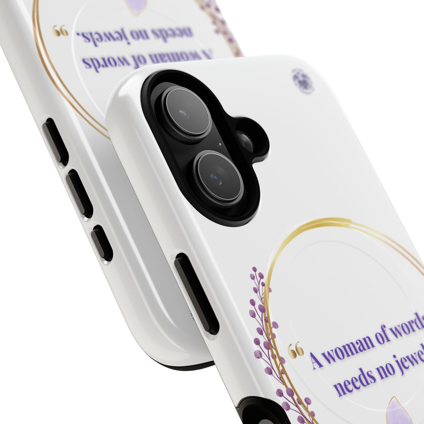 Phone Case — “A Woman of Words Needs No Jewels” Floral Magnetic Tough Case