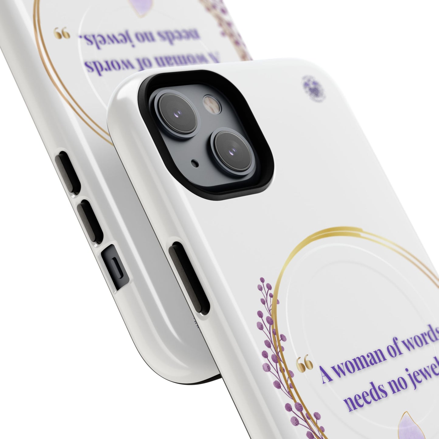 Phone Case — “A Woman of Words Needs No Jewels” Floral Magnetic Tough Case
