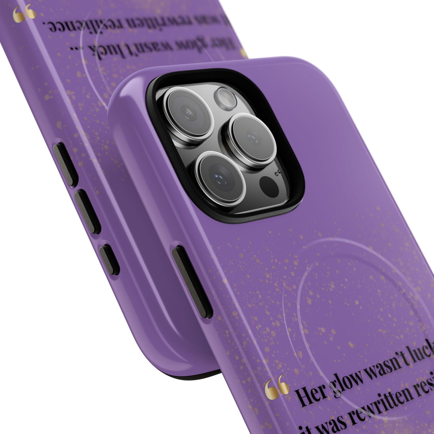 Phone Case — "Her glow wasn't luck... it was rewritten resilience" Purple Glitter Tough Magnetic Case