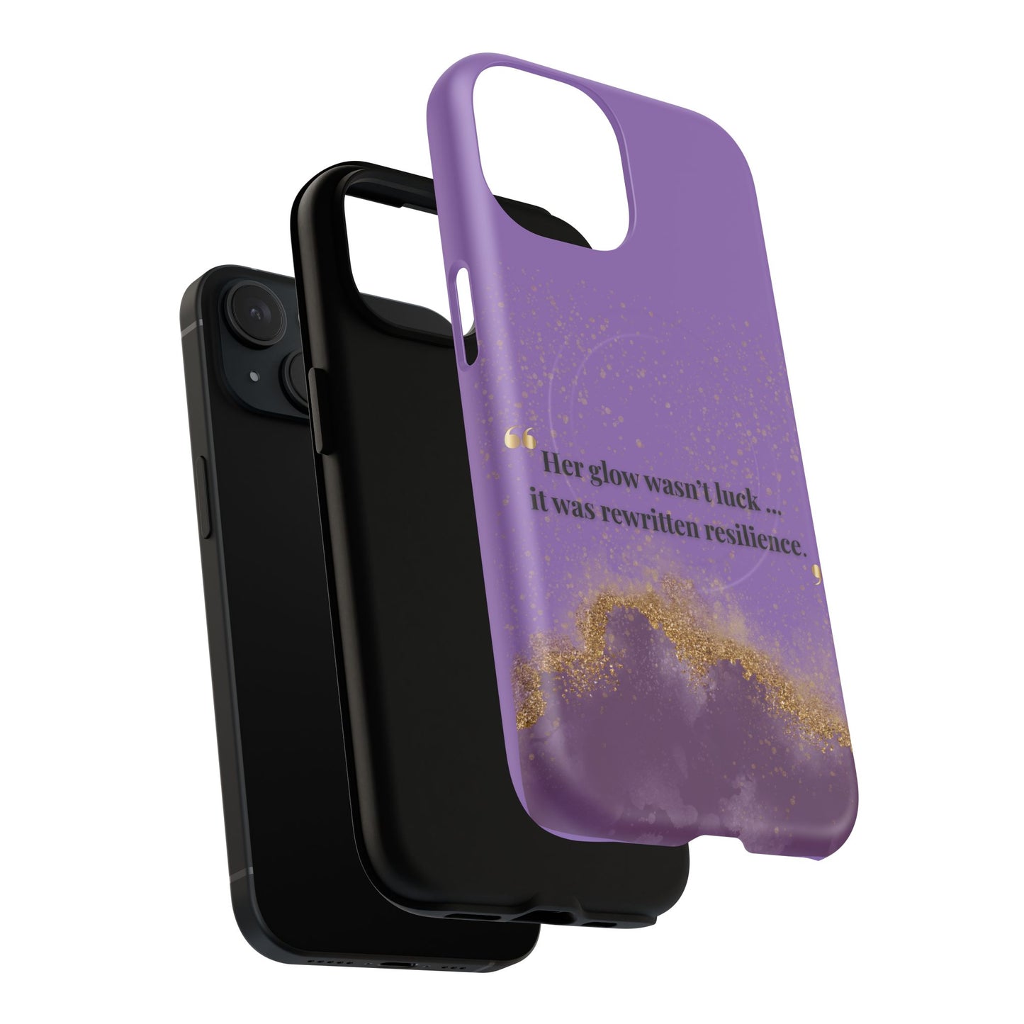 Phone Case — "Her glow wasn't luck... it was rewritten resilience" Purple Glitter Tough Magnetic Case