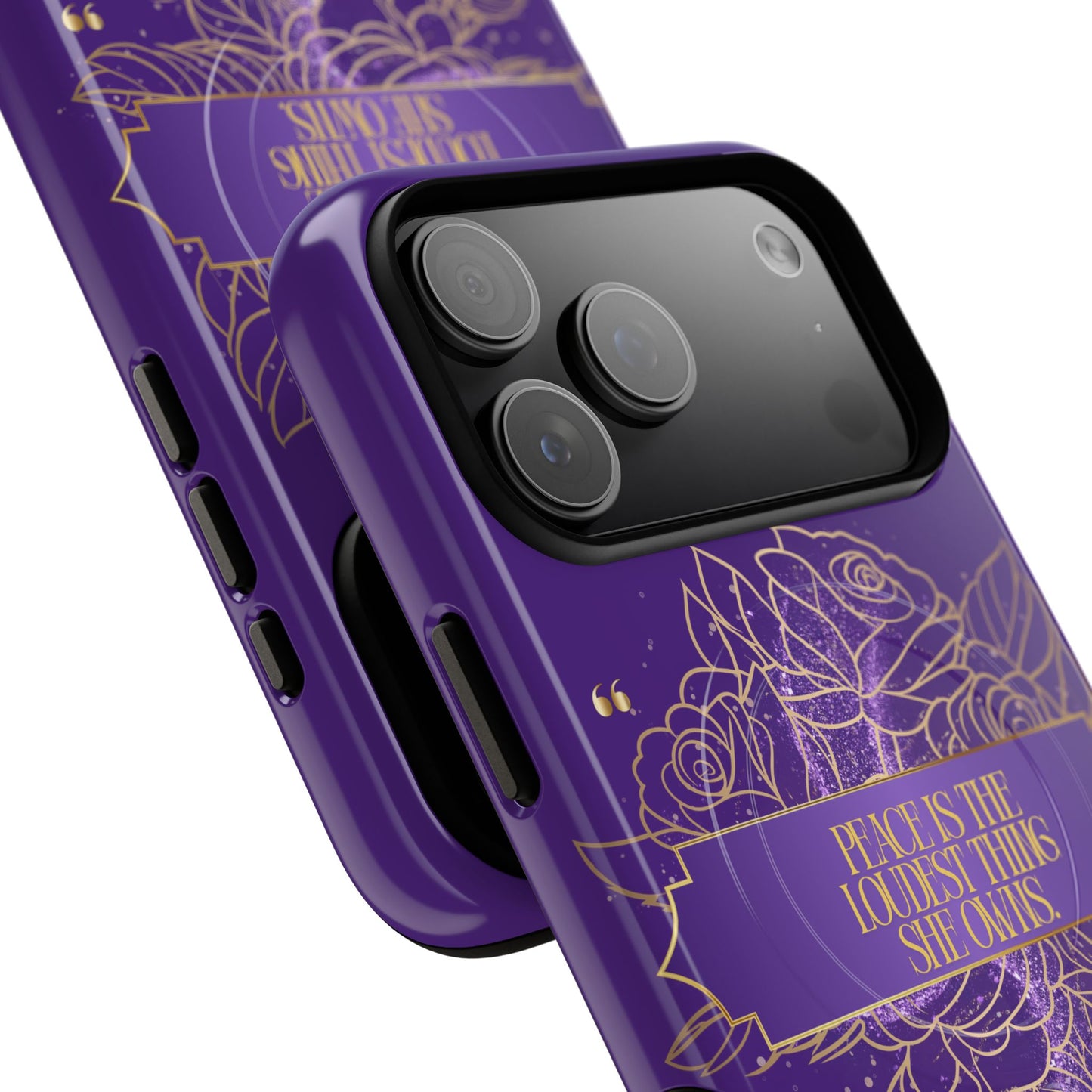 Peace is the loudest... Floral Purple Banner Tough Magnetic Phone Case