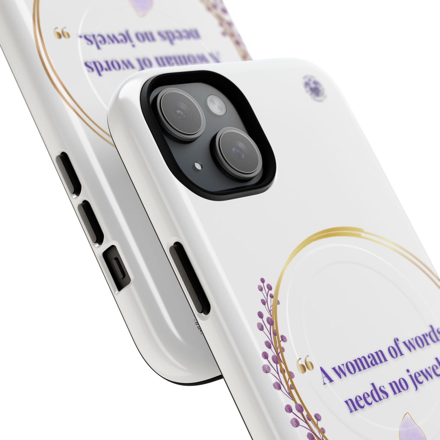 Phone Case — “A Woman of Words Needs No Jewels” Floral Magnetic Tough Case