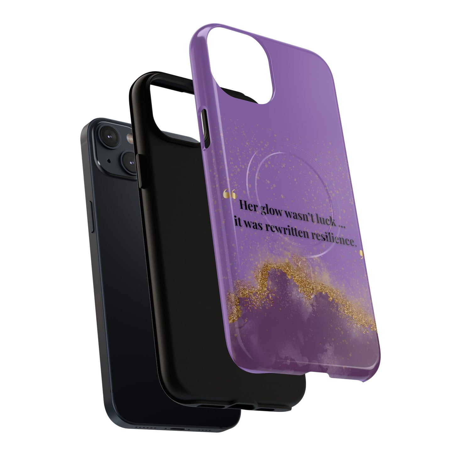 Phone Case — "Her glow wasn't luck... it was rewritten resilience" Purple Glitter Tough Magnetic Case
