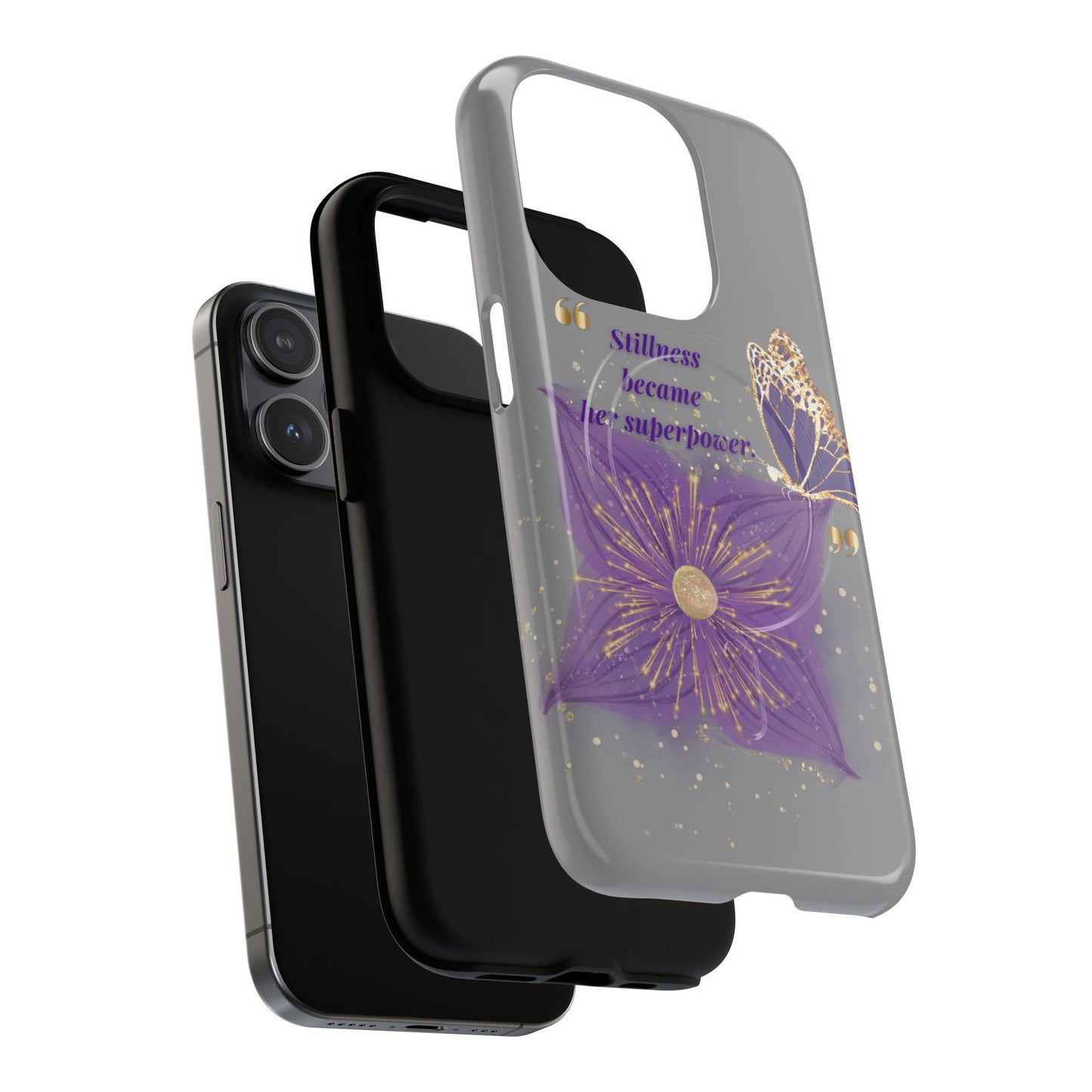 Phone Case — "Stillness Became Her Superpower" Purple Butterfly Tough Magnetic Case
