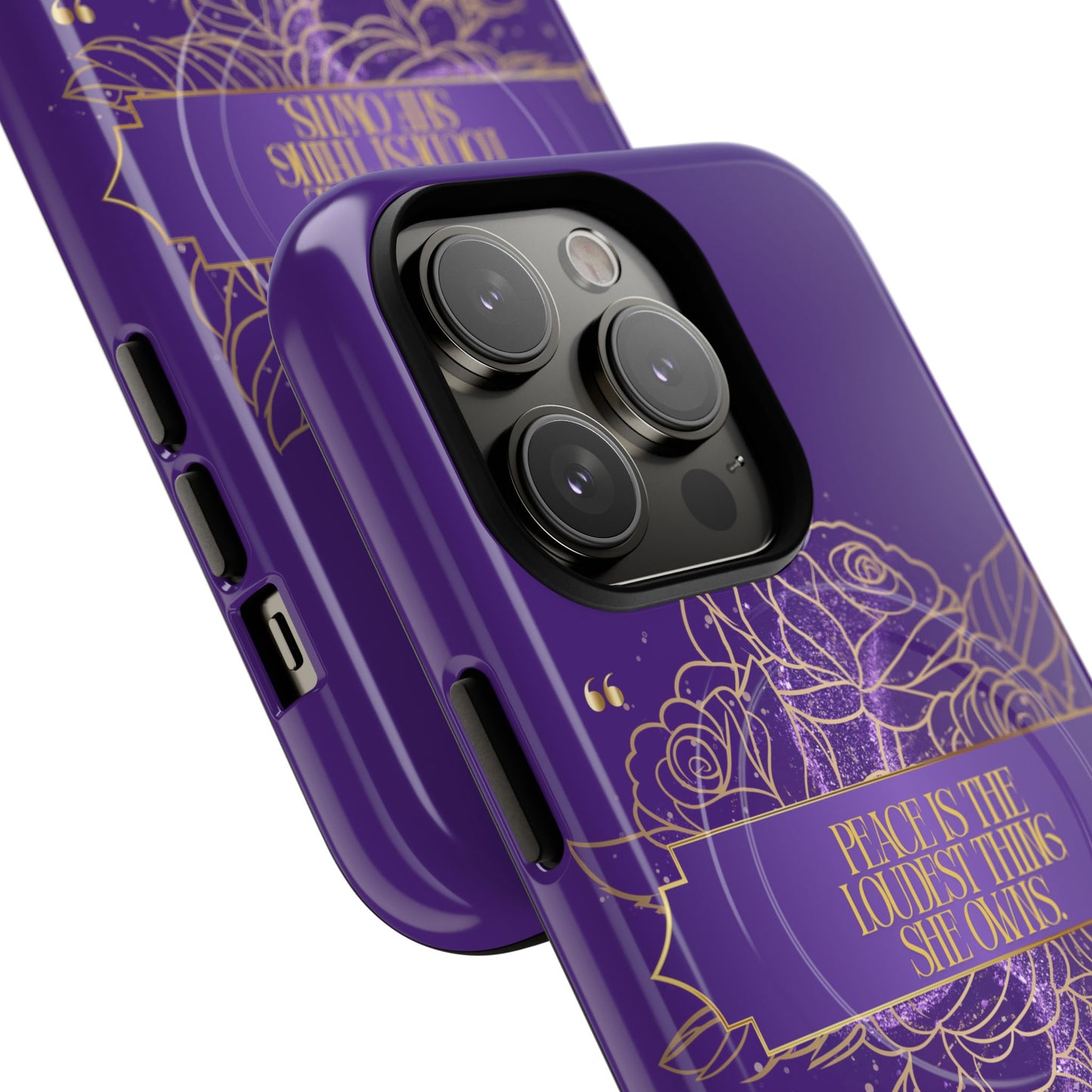 Peace is the loudest... Floral Purple Banner Tough Magnetic Phone Case