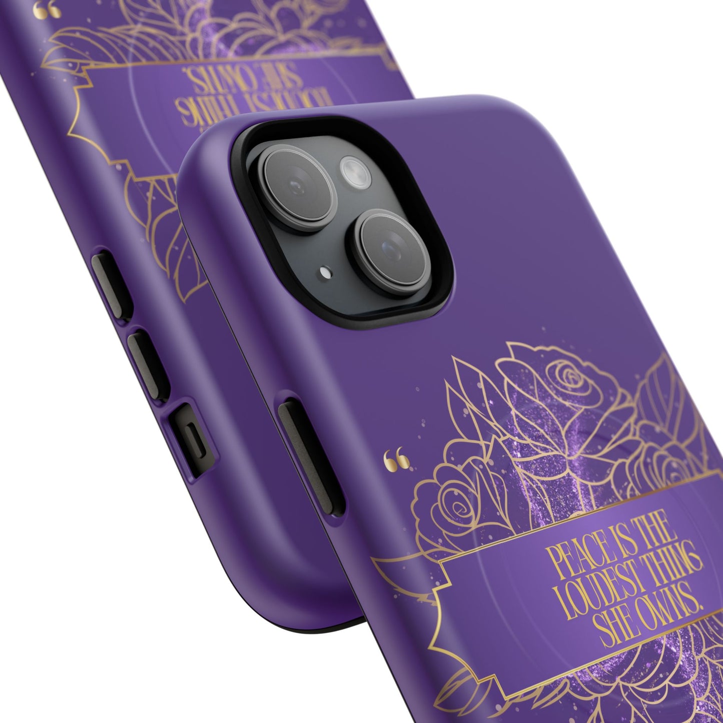 Peace is the loudest... Floral Purple Banner Tough Magnetic Phone Case