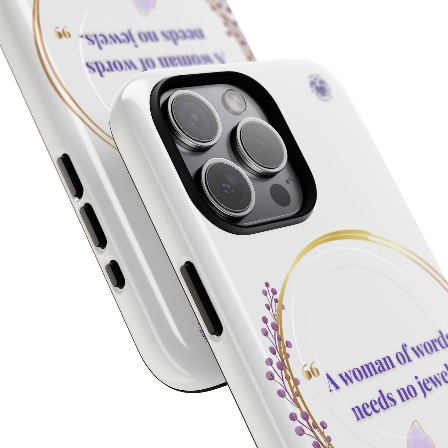 Phone Case — “A Woman of Words Needs No Jewels” Floral Magnetic Tough Case