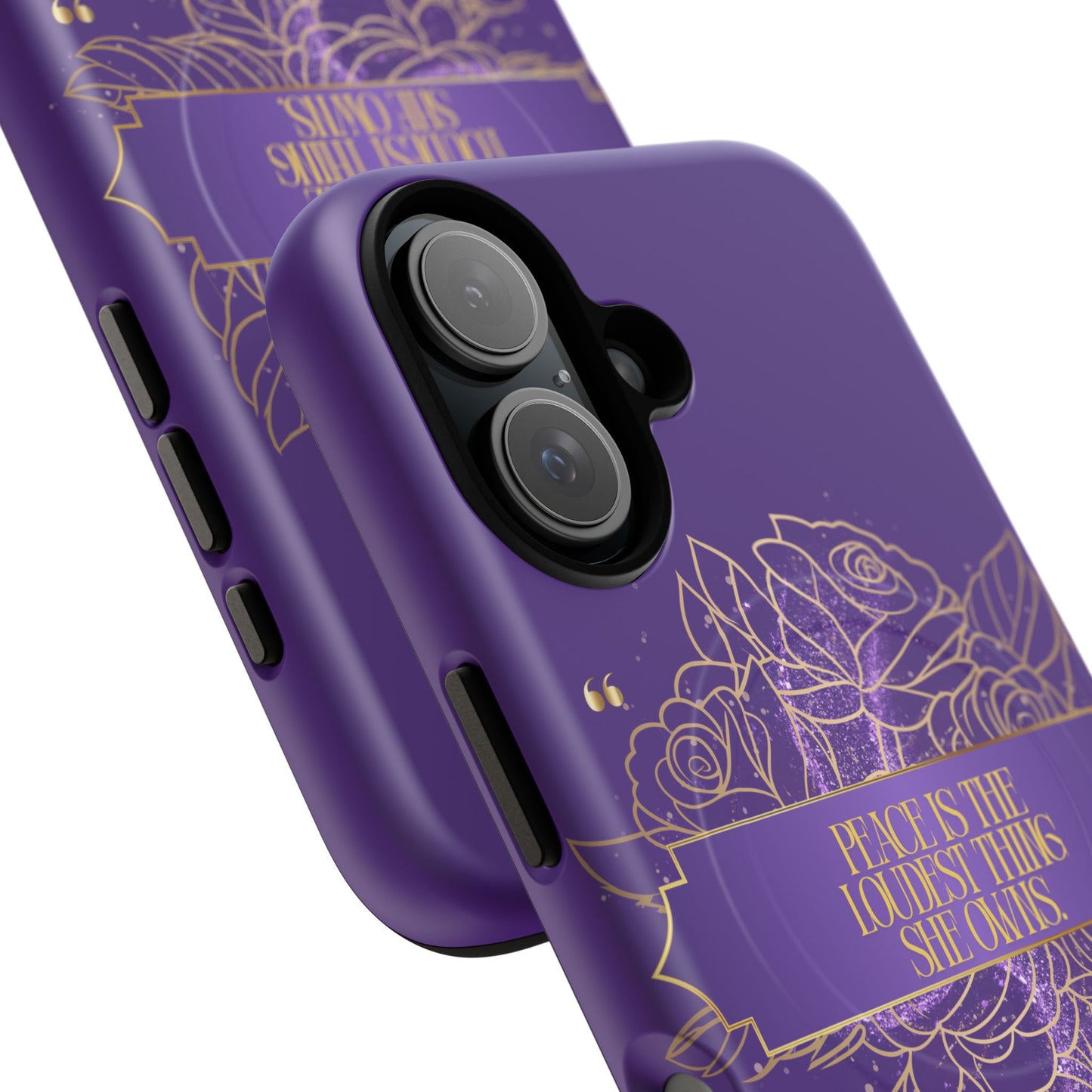 Peace is the loudest... Floral Purple Banner Tough Magnetic Phone Case