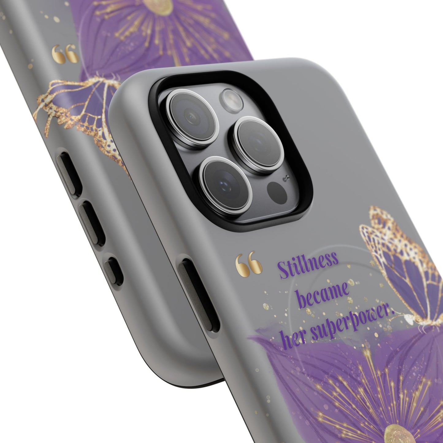 Phone Case — "Stillness Became Her Superpower" Purple Butterfly Tough Magnetic Case