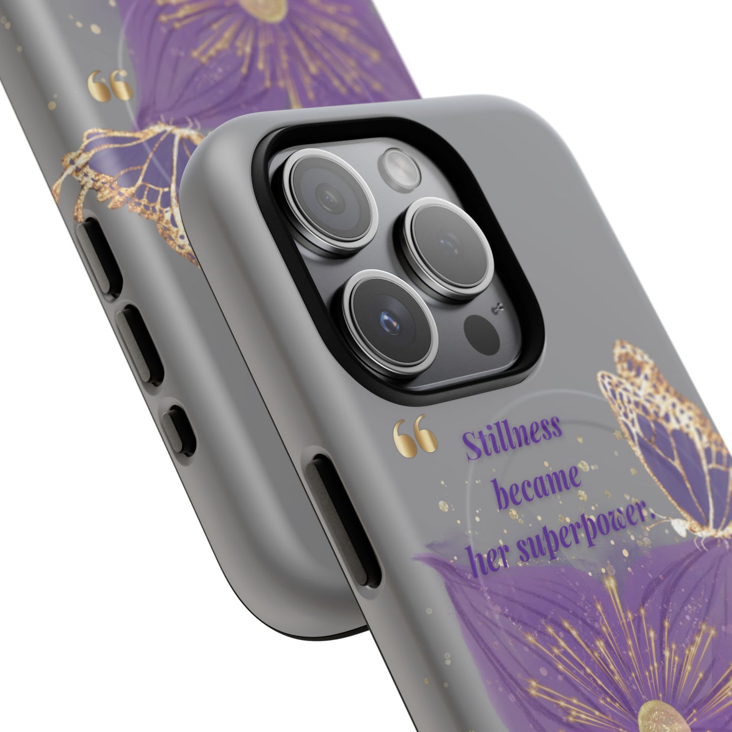 Phone Case — "Stillness Became Her Superpower" Purple Butterfly Tough Magnetic Case