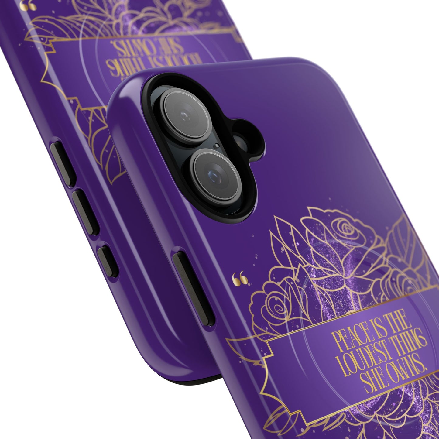 Peace is the loudest... Floral Purple Banner Tough Magnetic Phone Case