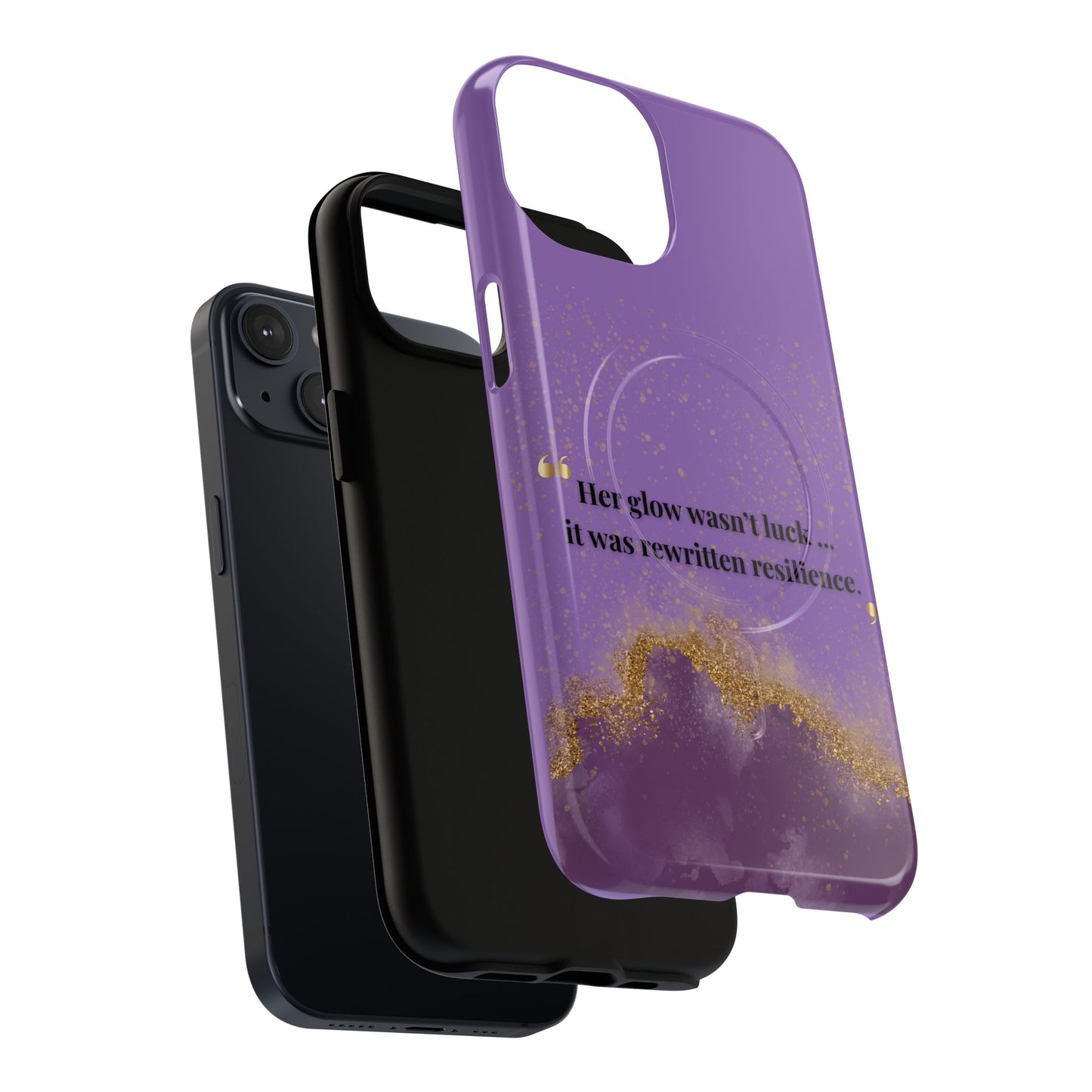Phone Case — "Her glow wasn't luck... it was rewritten resilience" Purple Glitter Tough Magnetic Case
