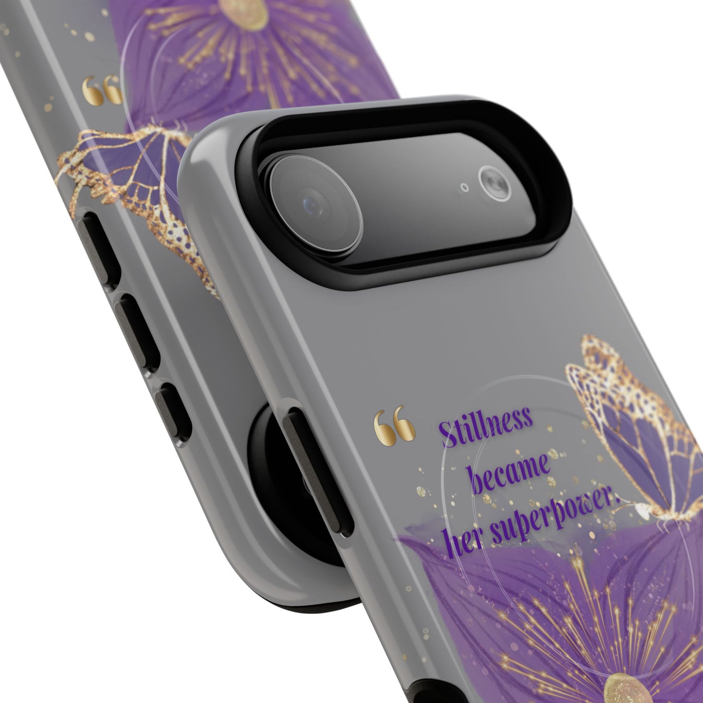 Phone Case — "Stillness Became Her Superpower" Purple Butterfly Tough Magnetic Case
