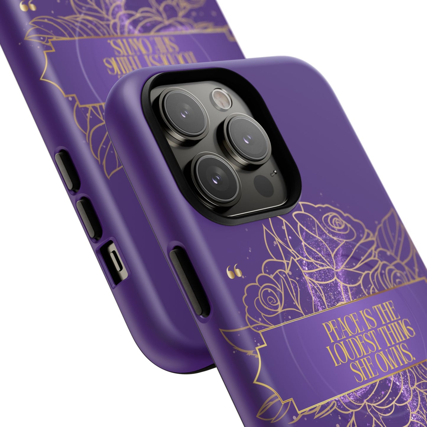 Peace is the loudest... Floral Purple Banner Tough Magnetic Phone Case