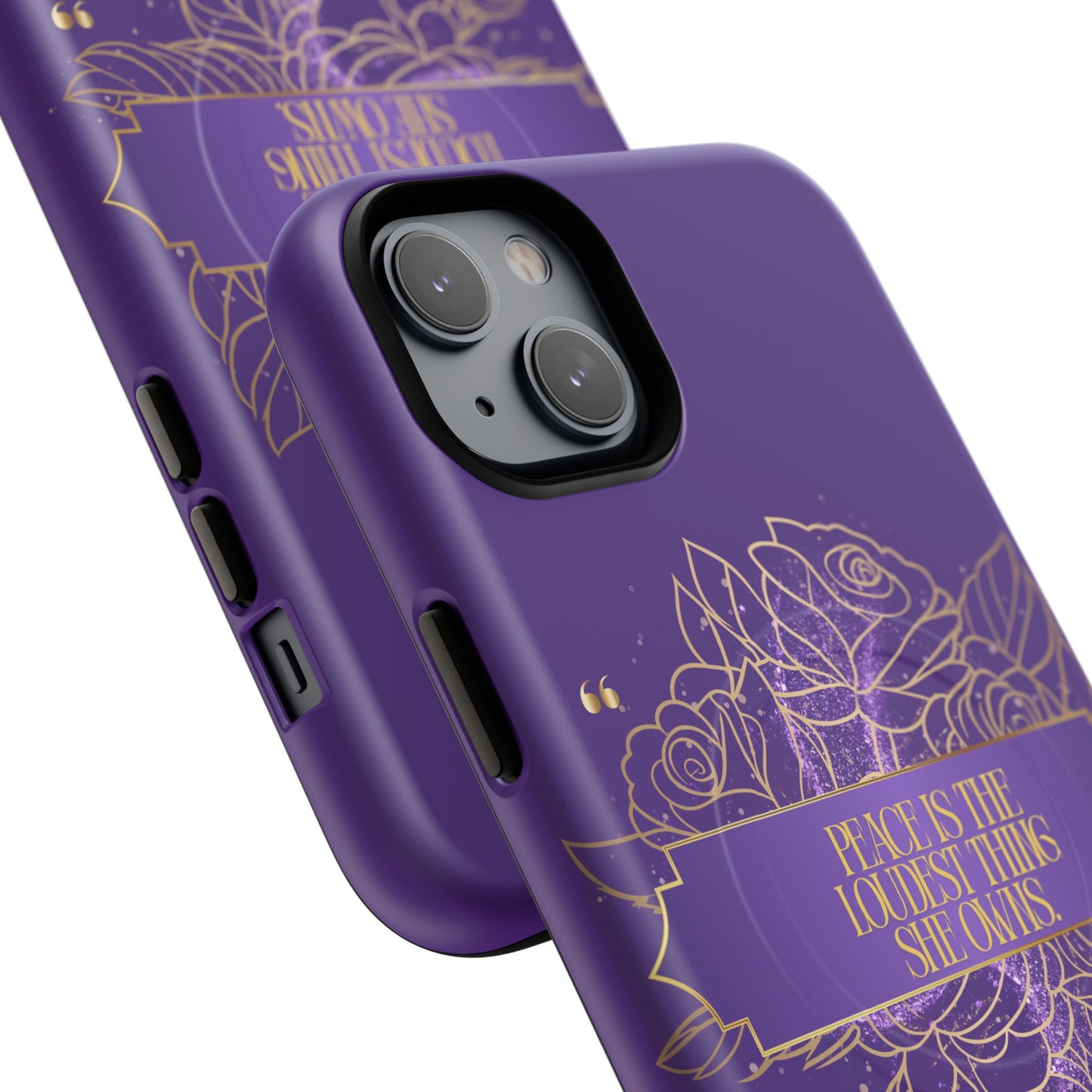 Peace is the loudest... Floral Purple Banner Tough Magnetic Phone Case