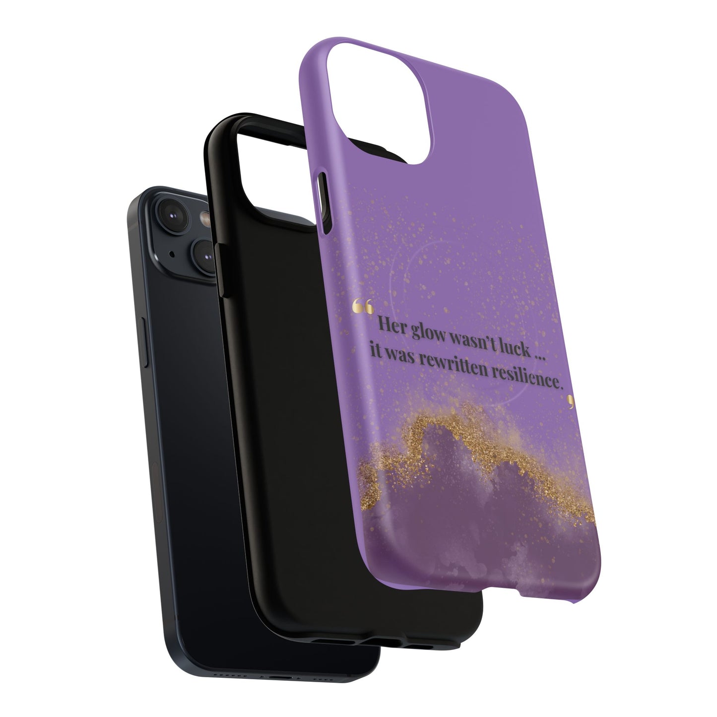 Phone Case — "Her glow wasn't luck... it was rewritten resilience" Purple Glitter Tough Magnetic Case