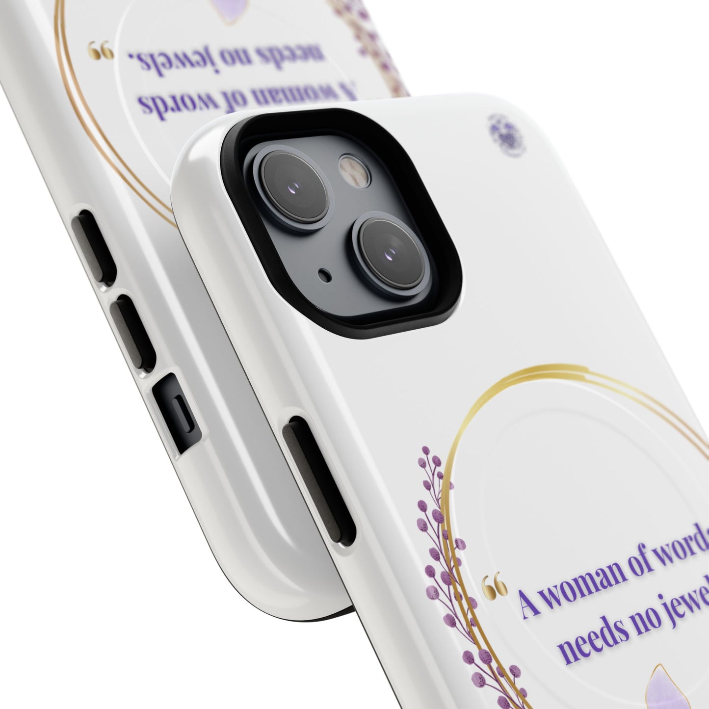 Phone Case — “A Woman of Words Needs No Jewels” Floral Magnetic Tough Case