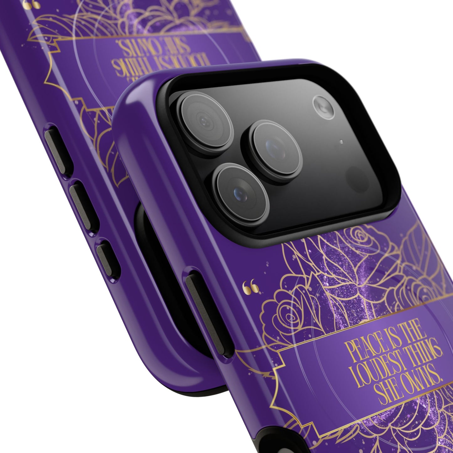 Peace is the loudest... Floral Purple Banner Tough Magnetic Phone Case