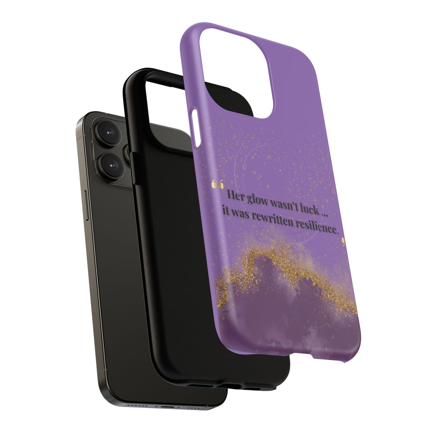 Phone Case — "Her glow wasn't luck... it was rewritten resilience" Purple Glitter Tough Magnetic Case