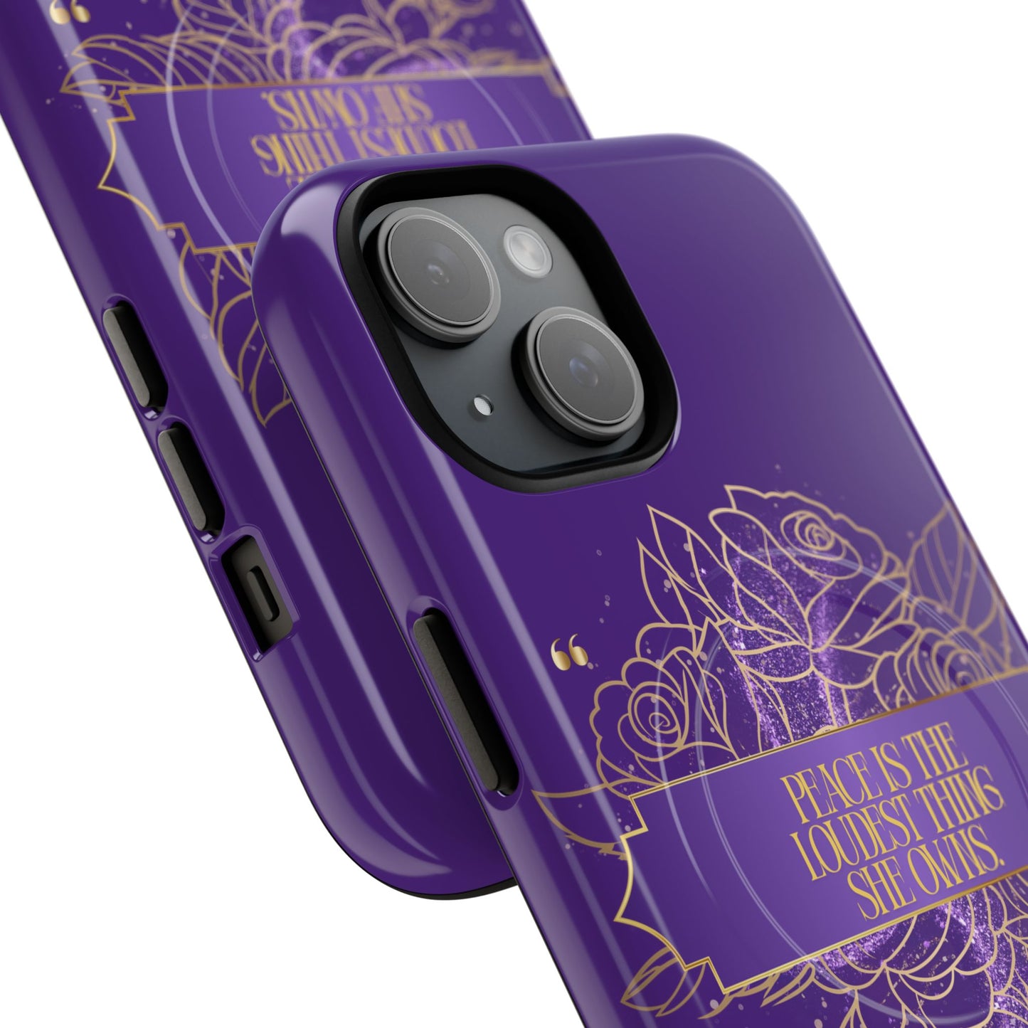 Peace is the loudest... Floral Purple Banner Tough Magnetic Phone Case