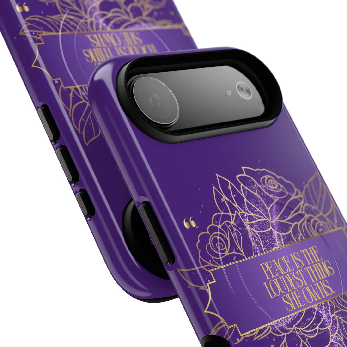 Peace is the loudest... Floral Purple Banner Tough Magnetic Phone Case