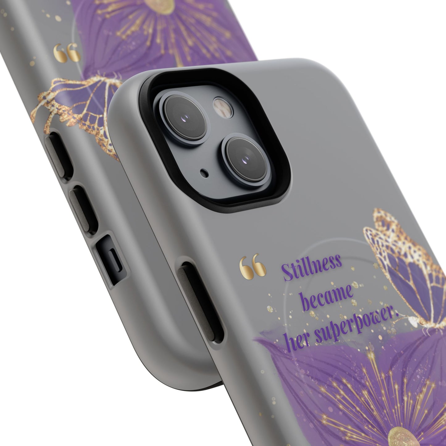 Phone Case — "Stillness Became Her Superpower" Purple Butterfly Tough Magnetic Case
