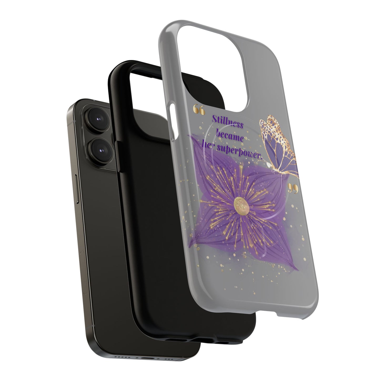 Phone Case — "Stillness Became Her Superpower" Purple Butterfly Tough Magnetic Case