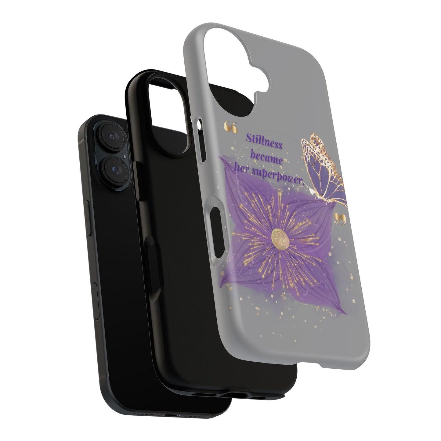 Phone Case — "Stillness Became Her Superpower" Purple Butterfly Tough Magnetic Case