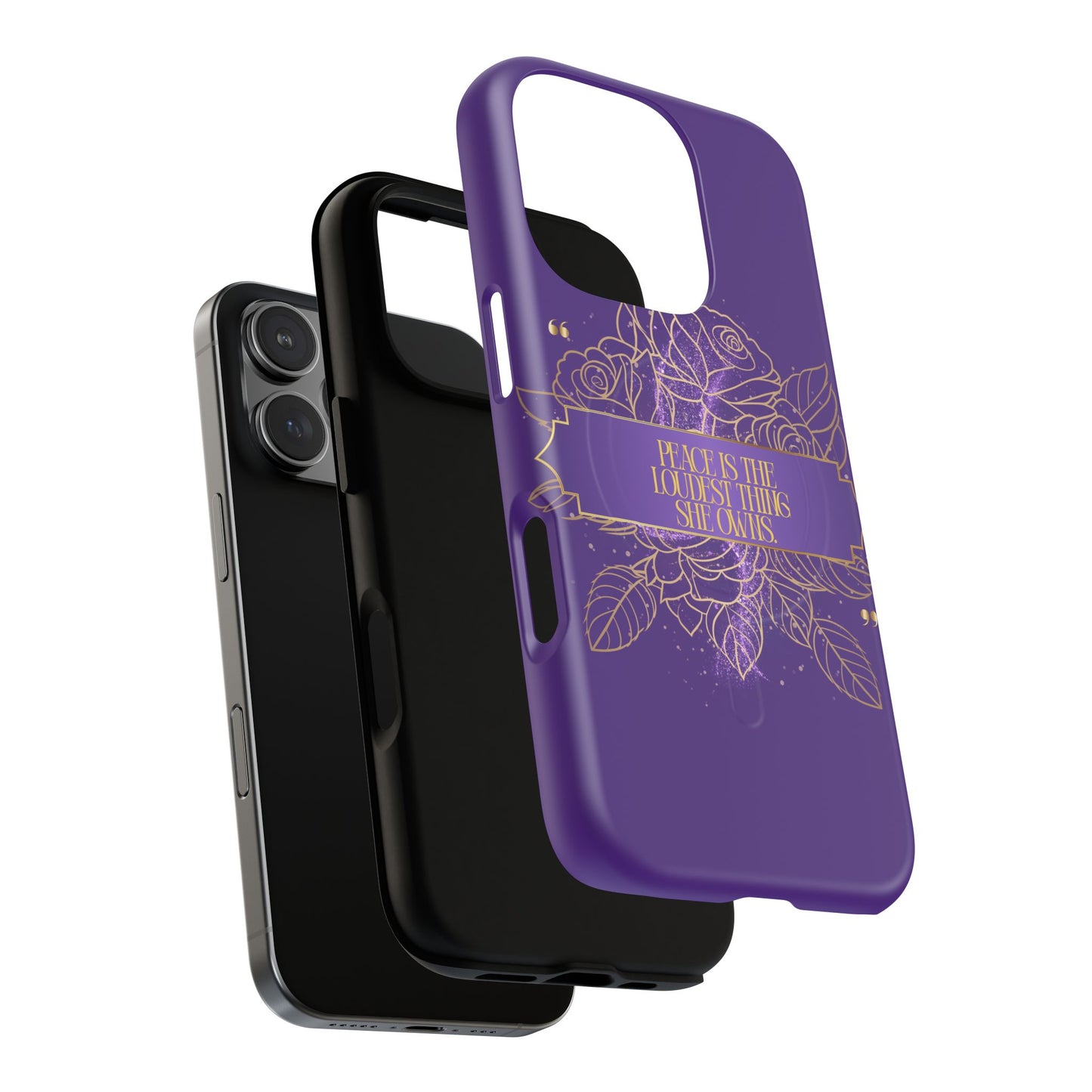 Peace is the loudest... Floral Purple Banner Tough Magnetic Phone Case