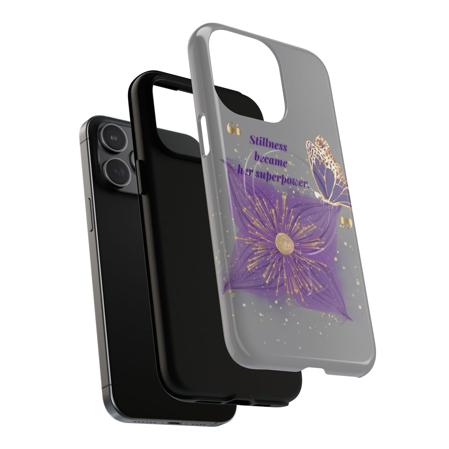 Phone Case — "Stillness Became Her Superpower" Purple Butterfly Tough Magnetic Case